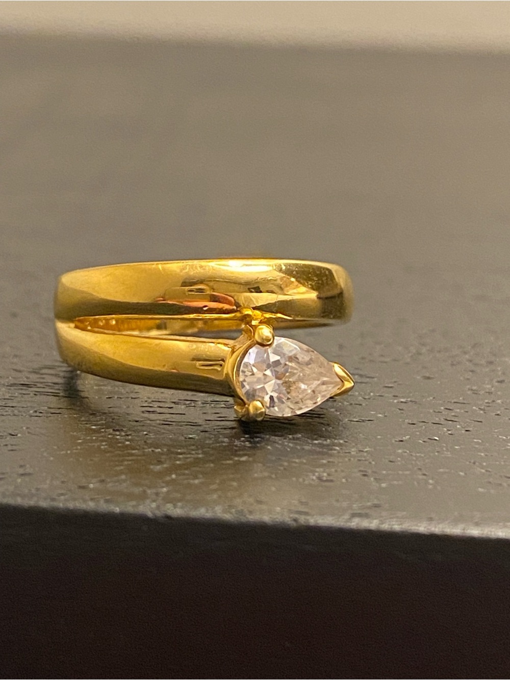 JJ Gold-Tone Suspended Crystal Wrap Ring Size 7 - Picture 2 of 10